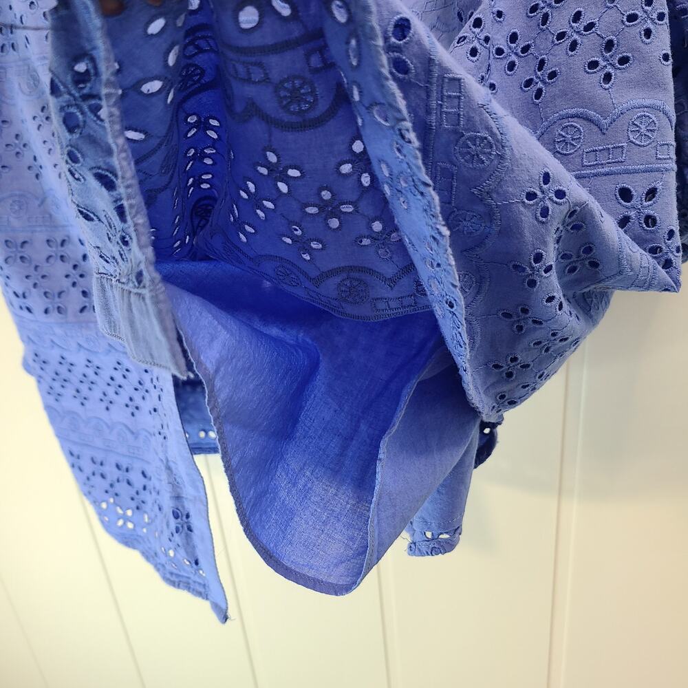 Talbots Button Front Eyelet Top Periwinkle Blue 3… - image 7